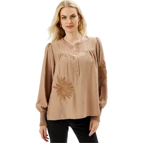 Feminine Bluse mit Puffärmeln , Damen, Größe: XL - IN FRONT - Modalova