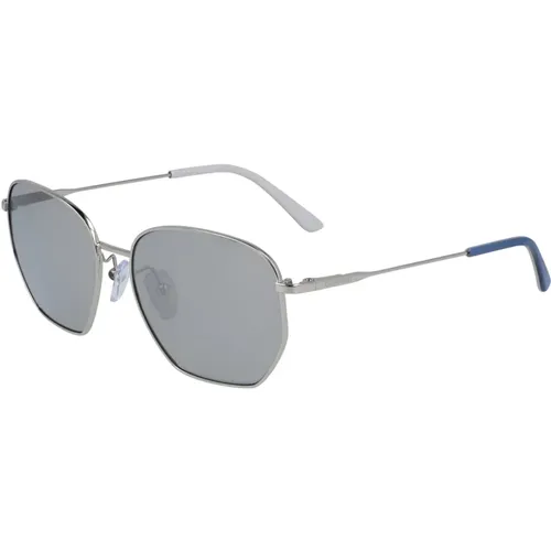 Silver Mirrored Sunglasses Ck19102S-046 , unisex, Sizes: 53 MM - Calvin Klein - Modalova