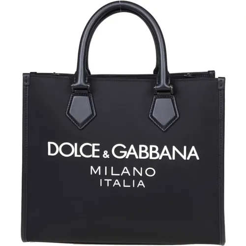 Nylon Shopping Bag with Rubber Logo , female, Sizes: ONE SIZE - Dolce & Gabbana - Modalova