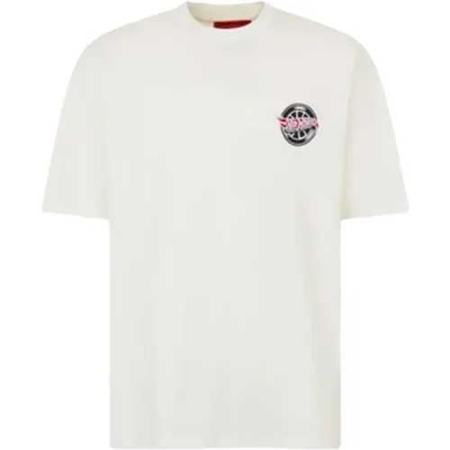 Weißes T-Shirt mit rotem Auto-Print , Herren, Größe: XS - Vision OF Super - Modalova