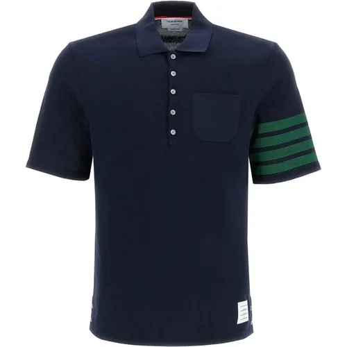 Bar Polo Shirt with Ribbed Pocket , male, Sizes: S, L - Thom Browne - Modalova