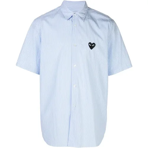 And White Striped Cotton Shirt , male, Sizes: 2XL, L, XL - Comme des Garçons Play - Modalova