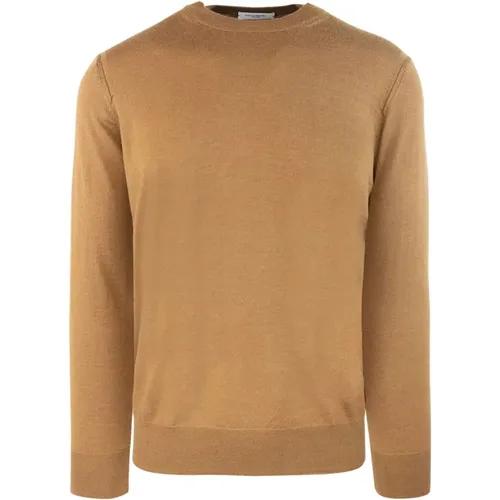 Brauner Rundhalsausschnitt Pullover Regular Fit - Paolo Pecora - Modalova