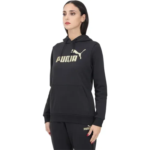 Glitter Logo Hoodie Women's Sweater , female, Sizes: L, XS, M, S - Puma - Modalova