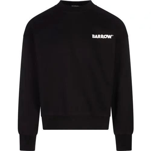 Schwarzer Crew Neck Sweatshirt mit Lächeln , Herren, Größe: L - BARROW - Modalova