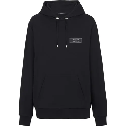 Pierre label hoodie , male, Sizes: S, M, L - Balmain - Modalova