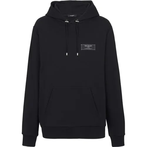 Pierre label hoodie , male, Sizes: XL - Balmain - Modalova