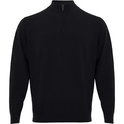 Mock Cashmere Sweater with Half Zip , male, Sizes: 3XL - Colombo - Modalova
