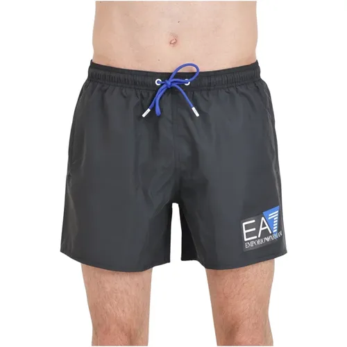 Schwarze Meer Kleidung Shorts mit Logo-Druck , Herren, Größe: L - Emporio Armani EA7 - Modalova