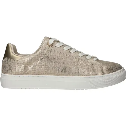 Metallic Gold Sneakers mit Print , Damen, Größe: 38 EU - Mexx - Modalova