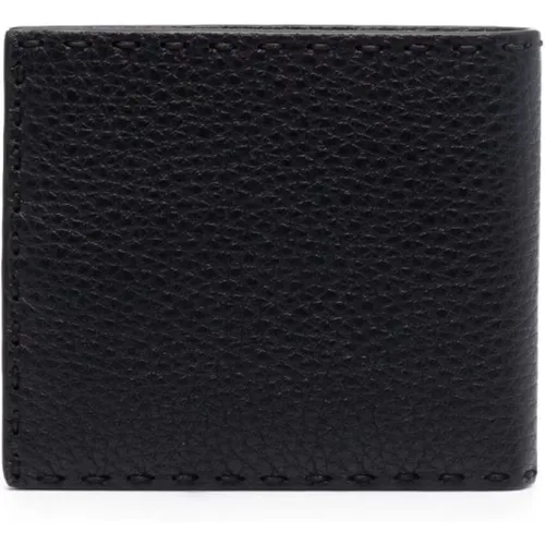 Hammered Leather Billfold Wallet , male, Sizes: ONE SIZE - Fendi - Modalova