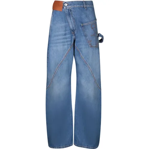 Blaue Baumwoll Asymmetrische Loose Fit Jeans , Damen, Größe: W27 - JW Anderson - Modalova