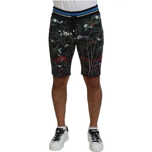 Schwarze Shorts mit Vulkandruck , Herren, Größe: XS - Dolce & Gabbana - Modalova