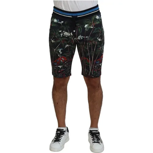 Schwarze Shorts mit Vulkandruck - Dolce & Gabbana - Modalova