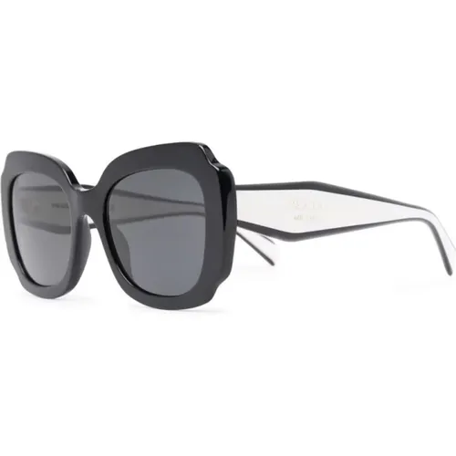 Schwarze Sonnenbrille mit Etui und Reinigungstuch - Prada - Modalova
