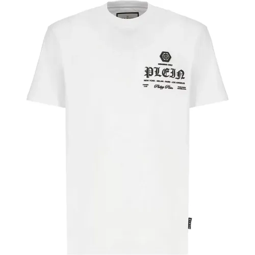 Herren T-Shirt aus weißer Baumwolle mit Logo - Philipp Plein - Modalova