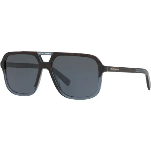 Angel Sonnenbrille Blau Havana/Blau , Herren, Größe: 58 MM - Dolce & Gabbana - Modalova