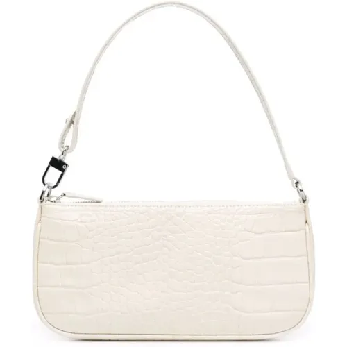 Cream Croco Embossed Leather Bag , female, Sizes: ONE SIZE - By FAR - Modalova