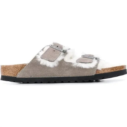 Graue flache Schuhe mit anatomischem Korkfußbett , Damen, Größe: 41 EU - Birkenstock - Modalova