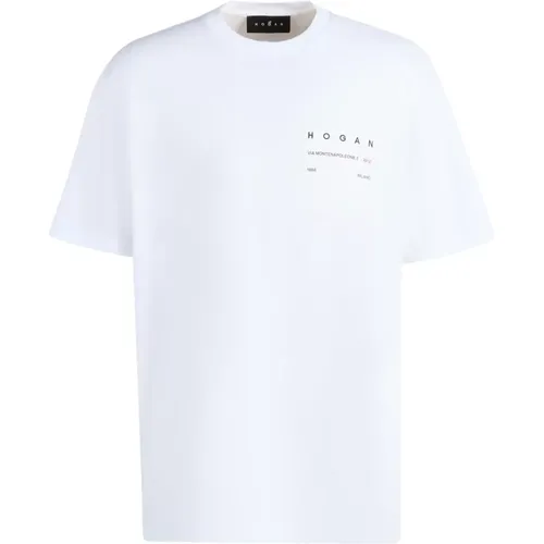 B001 Weißes T-Shirt , Damen, Größe: L - Hogan - Modalova