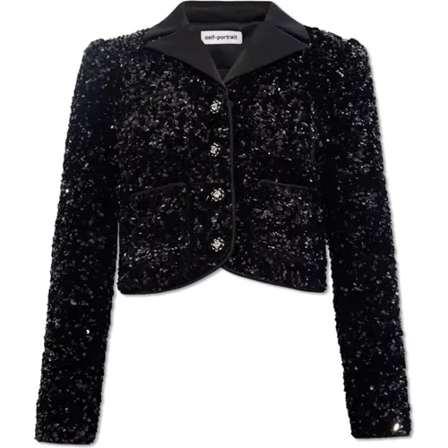 Short blazer with sequins , female, Sizes: S - Self Portrait - Modalova