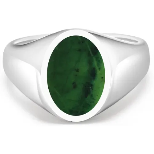 Grüner Jade Ovaler Siegelring , Herren, Größe: 58 MM - Nialaya - Modalova