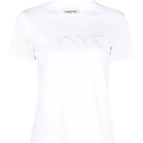 Embroidered Tee with Classic Fit , female, Sizes: M, S - Lanvin - Modalova
