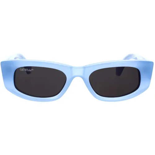 Sonnenbrille mit Unregelmäßigem Design in Blauem Acetat , unisex, Größe: 51 MM - Off White - Modalova