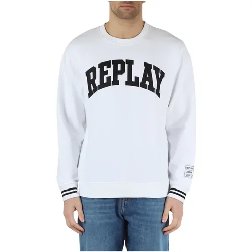 Cotton Logo Sweatshirt , male, Sizes: L, 2XL, XL, S, M - Replay - Modalova