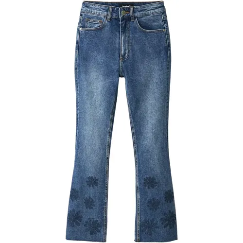 Blaue Reißverschluss Knopf Jeans Damen - Desigual - Modalova