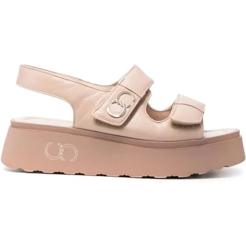 Beige Leder Flache Sandalen Casadei - Casadei - Modalova