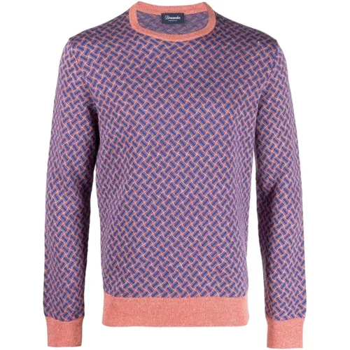 Orange & Royal Knit Sweater , male, Sizes: XL, S, M - Drumohr - Modalova
