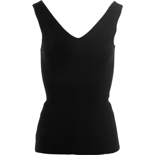 Ribbed Tank Top with V-Neck , female, Sizes: S - Crush - Modalova