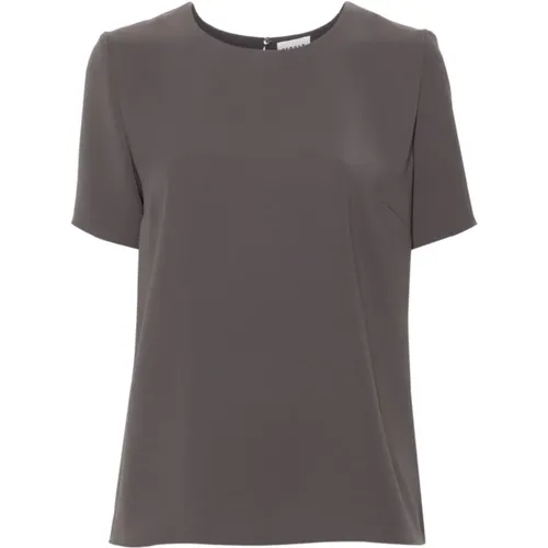 Grey Crepe Texture Shirt with Keyhole Detail , female, Sizes: L, M - P.a.r.o.s.h. - Modalova