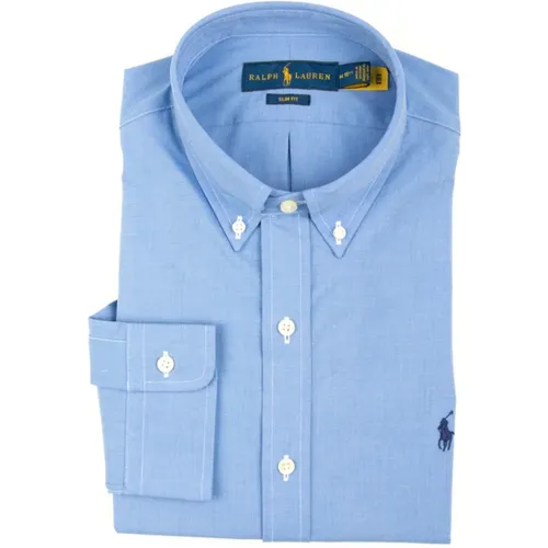Blaues Oxford Baumwollhemd Slim Fit , Herren, Größe: L - Ralph Lauren - Modalova