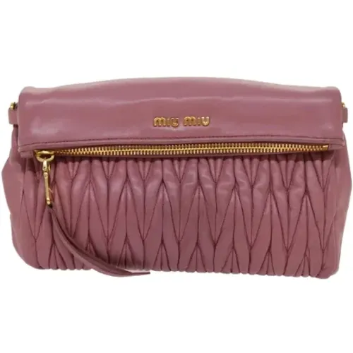 Pre-owned Leather clutches , female, Sizes: ONE SIZE - Miu Miu Pre-owned - Modalova