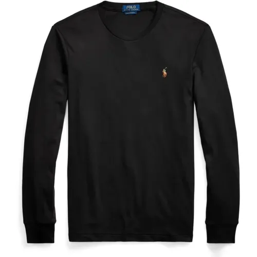 Schwarzer Strick Langarm T-Shirt , Herren, Größe: L - Polo Ralph Lauren - Modalova