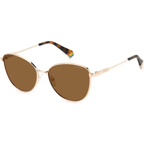 Goldene Metall-Sonnenbrille - Polaroid - Modalova