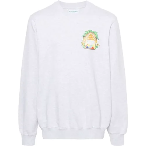 Organische Baumwoll Grafik Sweatshirt , Herren, Größe: L - Casablanca - Modalova
