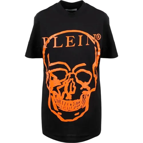 Jersey T-shirt Round Neck SS Skull and Plein , female, Sizes: XL - Philipp Plein - Modalova