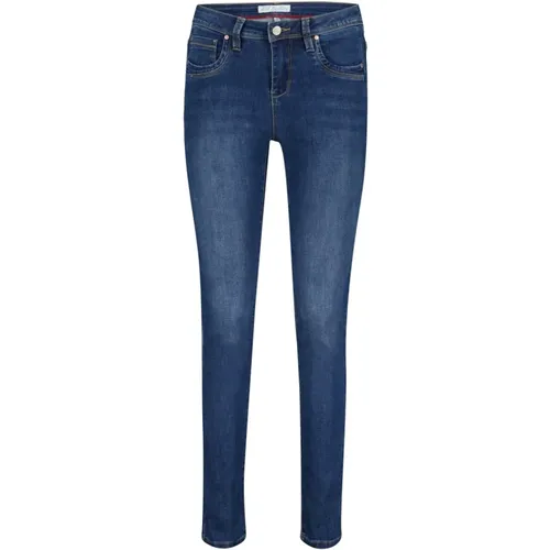 Slim Fit Midstone Used Jimmy Jeans , Damen, Größe: L - Red Button - Modalova