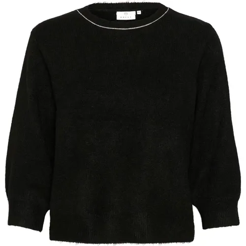 Schwarzer Tiefer Pullover Sweater , Damen, Größe: L - Kaffe - Modalova