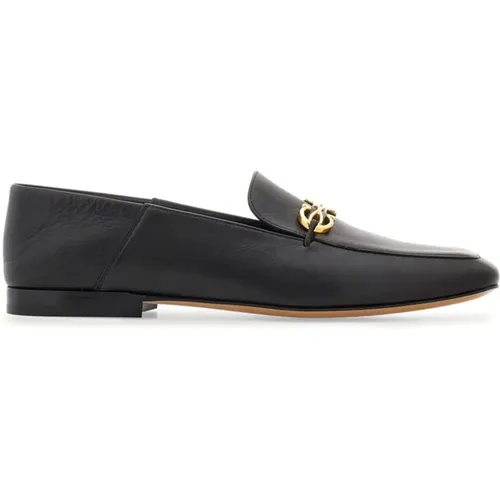 Schwarze flache Loafer mit Gancini-Schnalle , Damen, Größe: 37 1/2 EU - Salvatore Ferragamo - Modalova