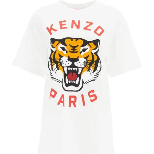 Lucky Tiger Crew-Neck T-Shirt , Damen, Größe: M - Kenzo - Modalova