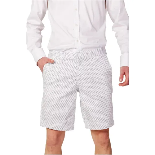 Weiße Baumwoll-Shorts mit Druck Reißverschluss - Armani Exchange - Modalova