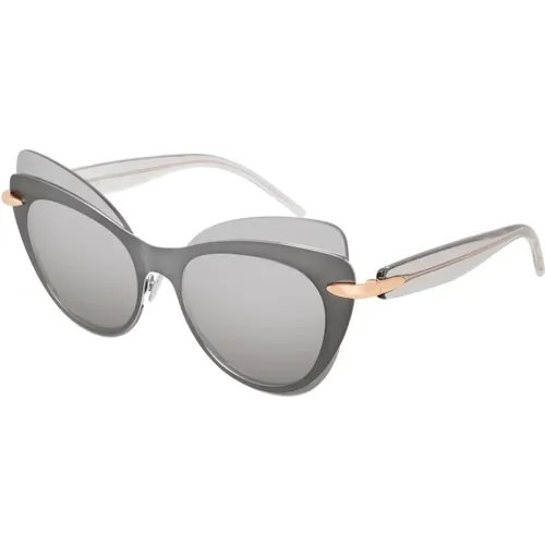 Montura grau/gold/silber glänzende Sonnenbrille , Damen, Größe: 60 MM - Pomellato - Modalova