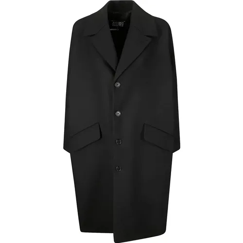 Classic Single-Breasted Coat with Lapels , female, Sizes: XS - MM6 Maison Margiela - Modalova