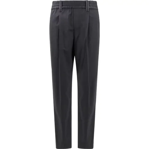 Grey Wool Trousers with Elastic Waistband , female, Sizes: 3XS, 2XS, XS, S - BRUNELLO CUCINELLI - Modalova