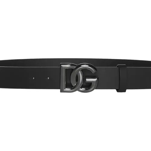 Leather Belt with Silver DG Logo Buckle , male, Sizes: 95 CM - Dolce & Gabbana - Modalova
