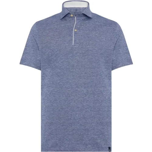 Baumwoll/Leinen Piqué Polo Shirt , Herren, Größe: S - Boggi Milano - Modalova